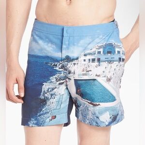 ORLEBAR BROWN Hulton Geddy Roc Pool 2 Print Bulldog Swim Shorts Size 32 Msrp$395